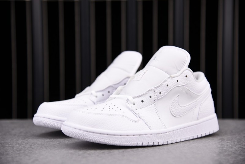 Jordan 1 Low Triple White Tumbled Leather