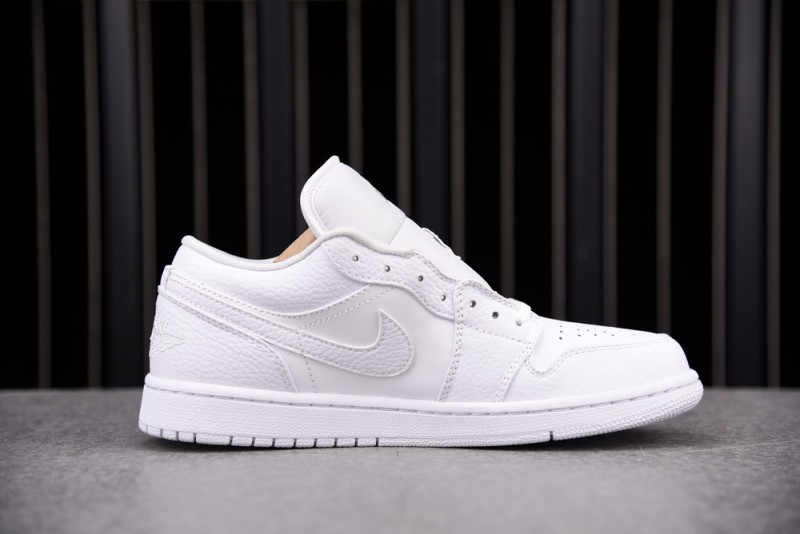 Jordan 1 Low Triple White Tumbled Leather