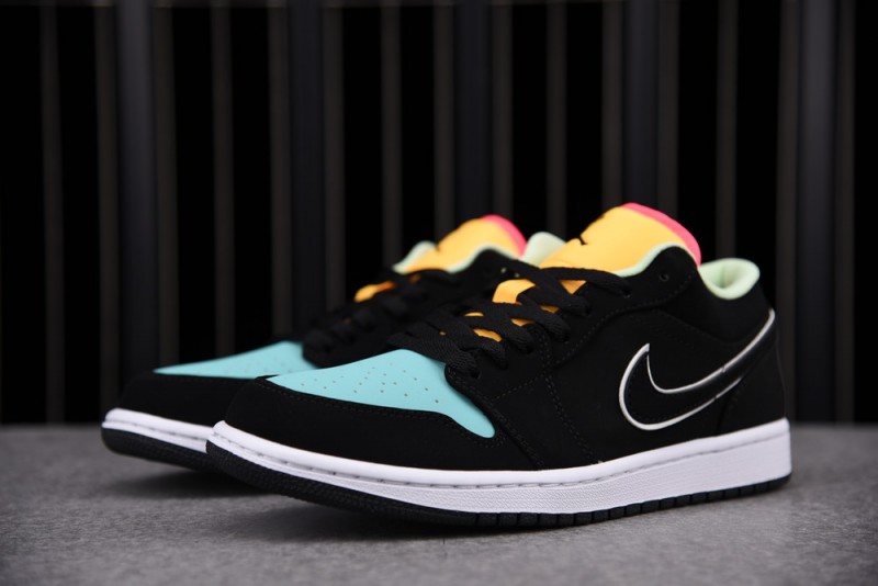 Jordan 1 Low Black Aurora Green Laser Orange