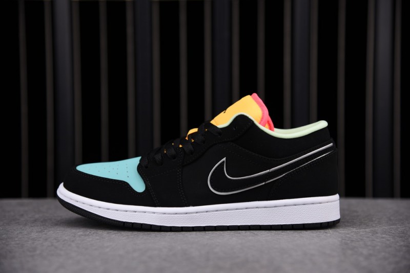 Jordan 1 Low Black Aurora Green Laser Orange