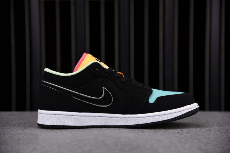 Jordan 1 Low Black Aurora Green Laser Orange