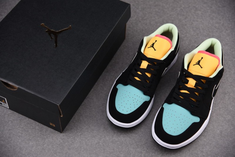 Jordan 1 Low Black Aurora Green Laser Orange