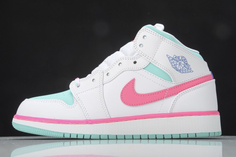 Jordan 1 Mid White Pink Green Soar