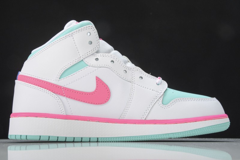 Jordan 1 Mid White Pink Green Soar