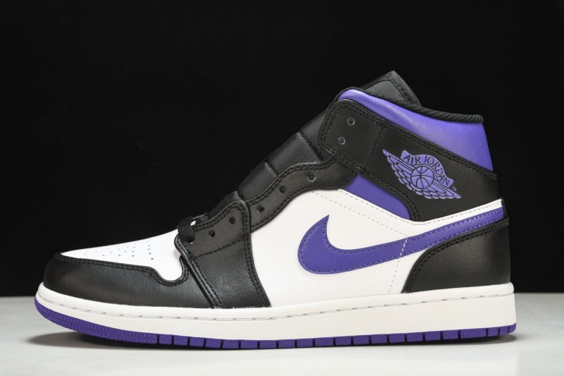 Jordan 1 Mid White Black Purple