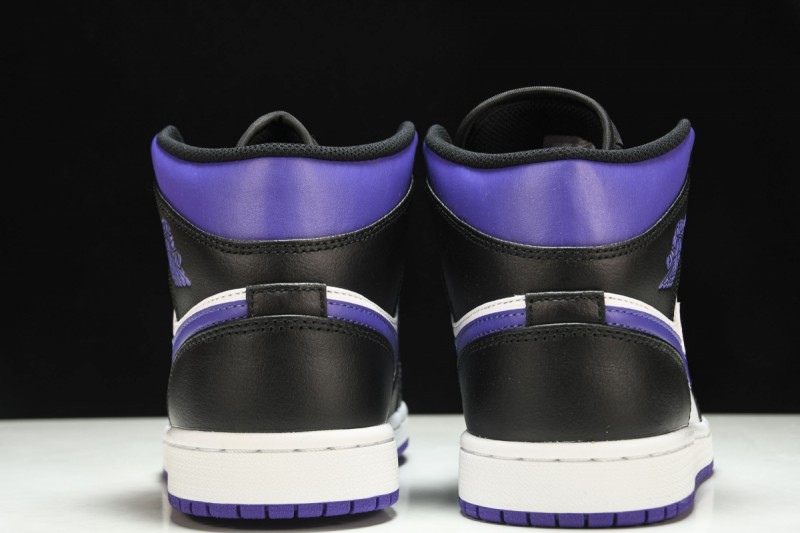 Jordan 1 Mid White Black Purple