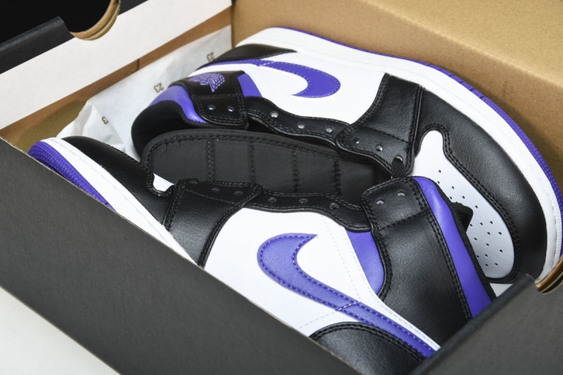 Jordan 1 Mid White Black Purple