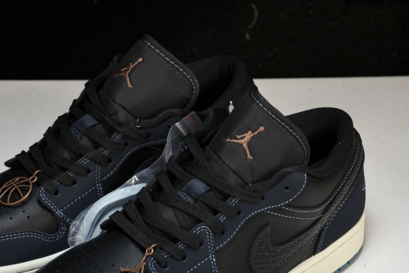 Jordan 1 Low Navy Black Snakeskin